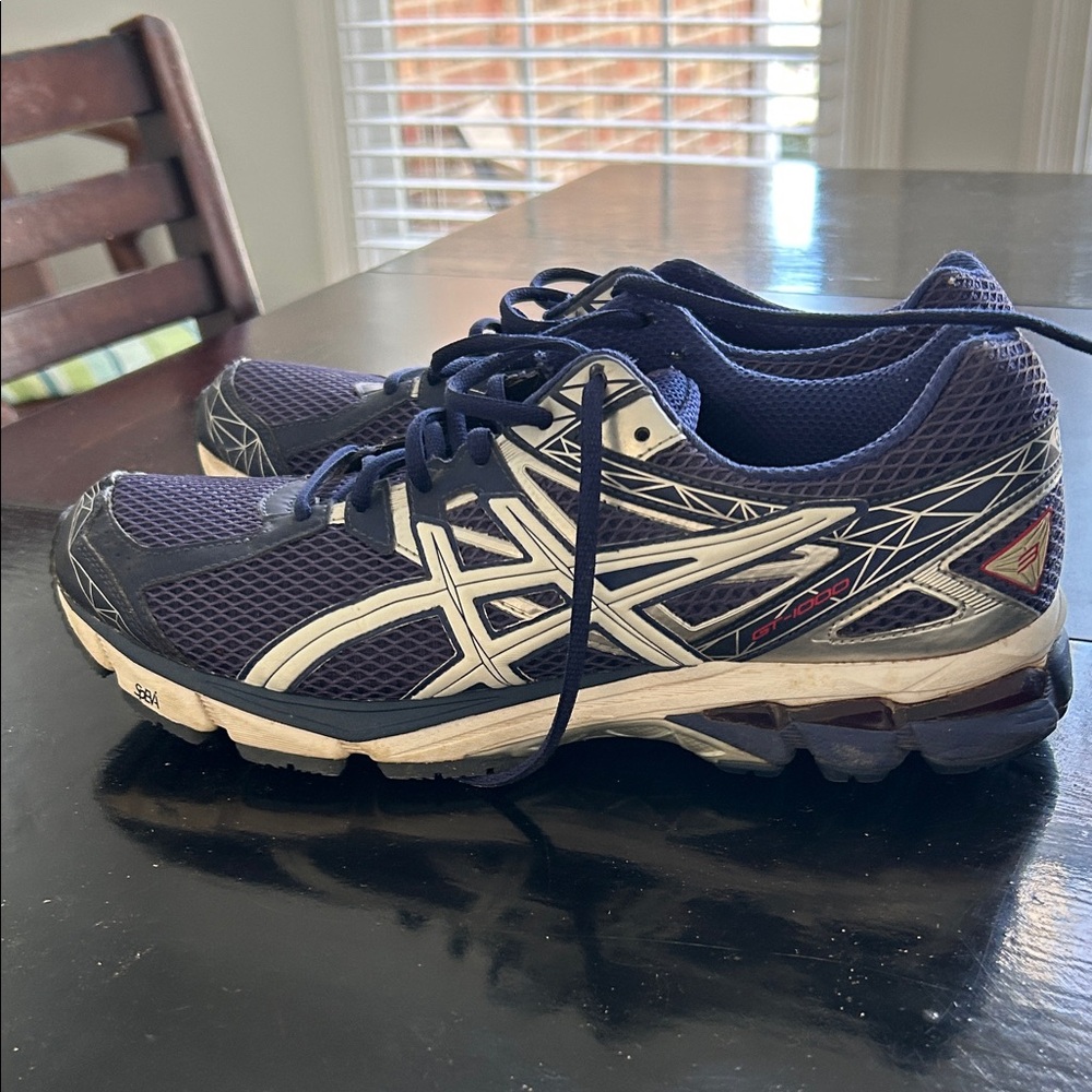 ASICS Navy and White Athletic Sneakers